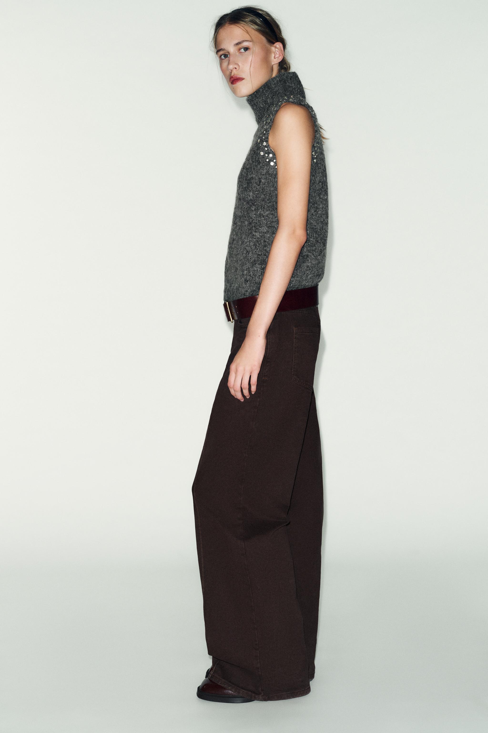 WOOL BLEND TOP WITH JEWEL BEADS